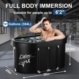 CalmMax Oval Ice Bath Tub for Athletes XL Portable Cold Plunge Tub for Cold Water Therapy Ice Baths at Home Outdoor Gym - 101 Gal Capacity (IB001 Version)