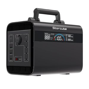 storcube-portable-power-station-1000w, 896wh solar generator with lifepo4 battery, 3x 1000w (2000w surge) ac outputs, 100w pd for outdoor camping/rvs/home use