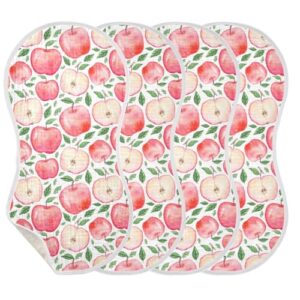 vvfelixl Baby Burp Cloths Pink Apple Baby Newborn Cotton Burping Cloths Set Baby Washcloths 4 Pack