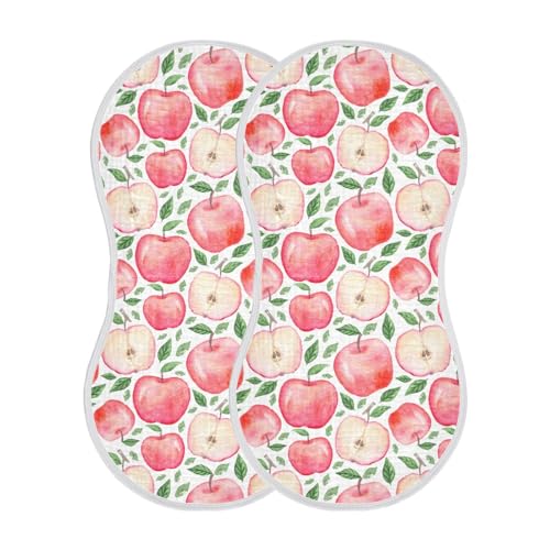 vvfelixl Baby Burp Cloths Pink Apple Baby Newborn Cotton Burping Cloths Set Baby Washcloths 4 Pack