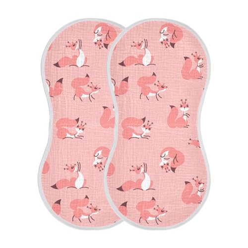 vvfelixl Little Cute Squirrels Burp Cloths for Baby Boy Girls Baby Washcloths Burp Rags 1 Pack Pink