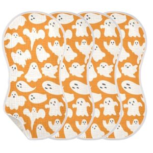 vvfelixl Muslin Burp Cloths Doodle Cute Ghosts Haloween Baby Washcloths for Baby Girl Boys 2 Pack Orange