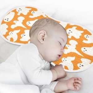 vvfelixl Muslin Burp Cloths Doodle Cute Ghosts Haloween Baby Washcloths for Baby Girl Boys 2 Pack Orange