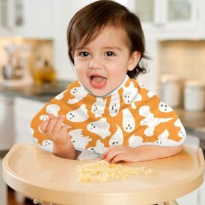 vvfelixl Muslin Burp Cloths Doodle Cute Ghosts Haloween Baby Washcloths for Baby Girl Boys 2 Pack Orange