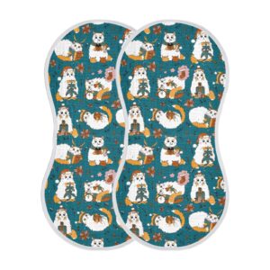 vvfelixl Muslin Burp Cloths Cats Gift Box Baby Washcloths for Baby Girl Boys 2 Pack Green