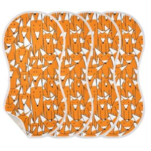 vvfelixl Muslin Burp Cloths Foxes Big Family Baby Washcloths for Baby Girl Boys 2 Pack Orange