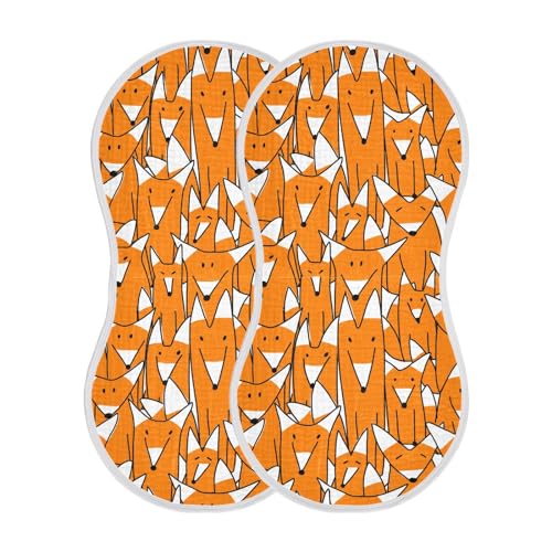 vvfelixl Muslin Burp Cloths Foxes Big Family Baby Washcloths for Baby Girl Boys 2 Pack Orange