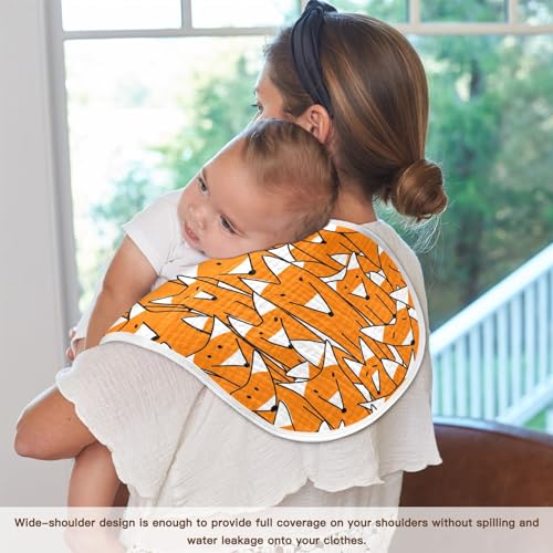 vvfelixl Muslin Burp Cloths Foxes Big Family Baby Washcloths for Baby Girl Boys 2 Pack Orange