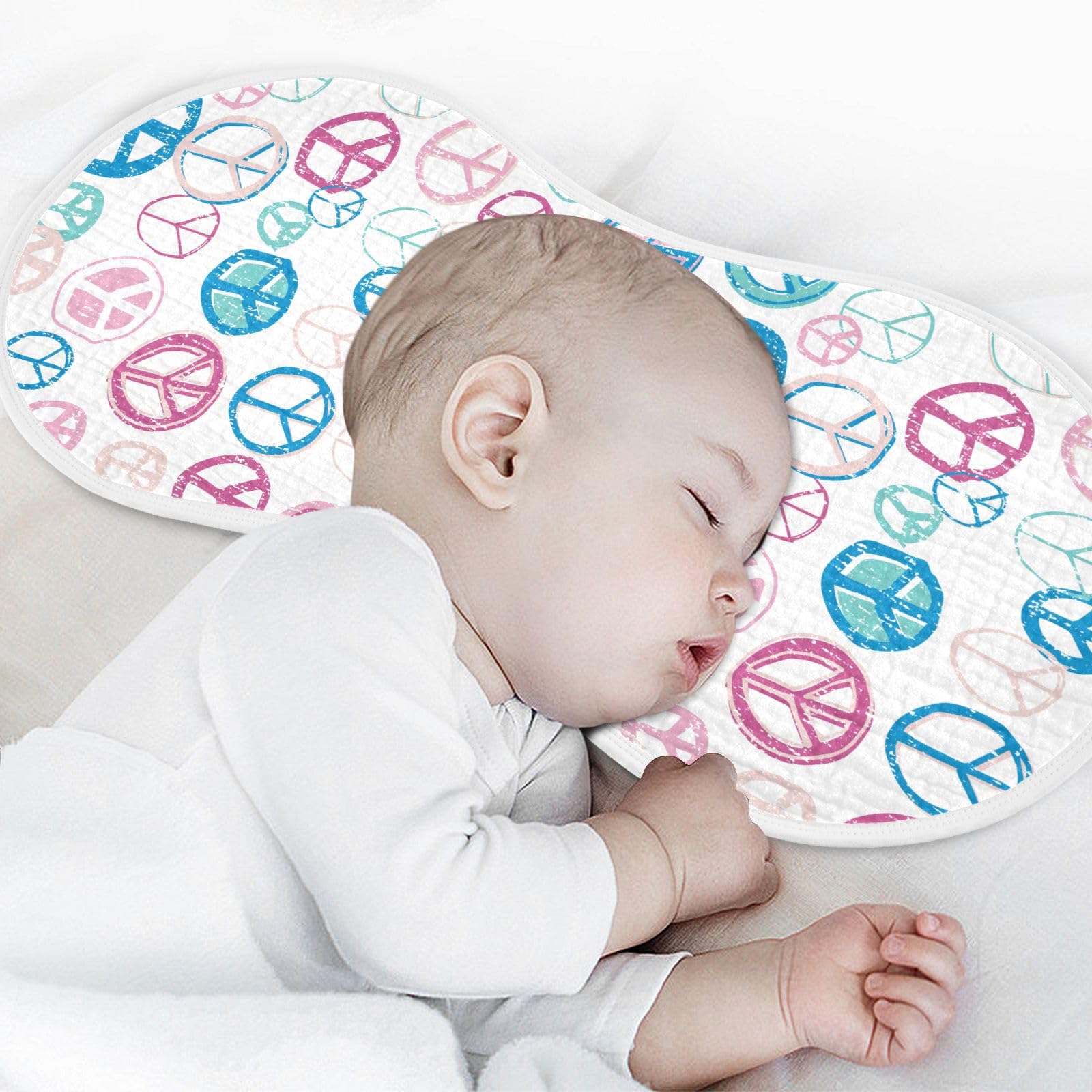 vvfelixl Baby Burp Cloths Peace Sign Baby Newborn Cotton Burping Cloths Set Baby Washcloths 4 Pack