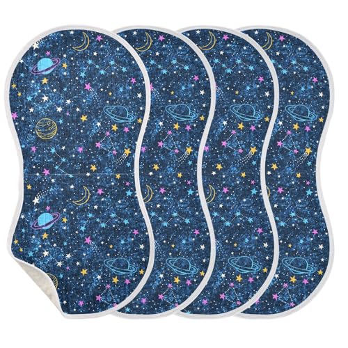 vvfelixl Muslin Burp Cloths Colorful Planets Comets Baby Washcloths for Baby Girl Boys 2 Pack Blue