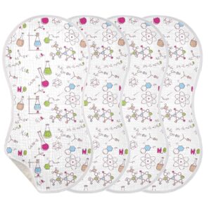 vvfelixl Muslin Burp Cloths Chemistry Pattern Baby Washcloths for Baby Girl Boys 2 Pack White