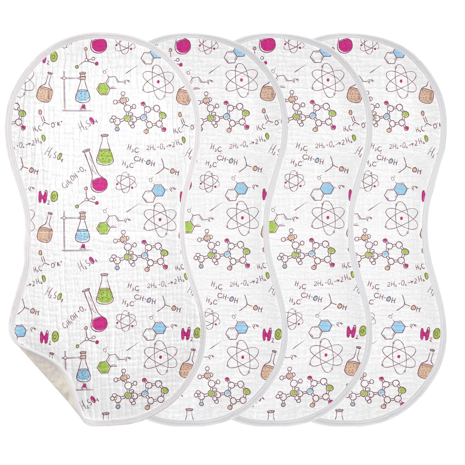 vvfelixl Muslin Burp Cloths Chemistry Pattern Baby Washcloths for Baby Girl Boys 2 Pack White