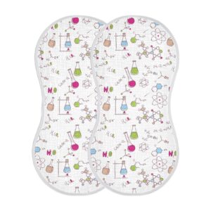 vvfelixl Muslin Burp Cloths Chemistry Pattern Baby Washcloths for Baby Girl Boys 2 Pack White