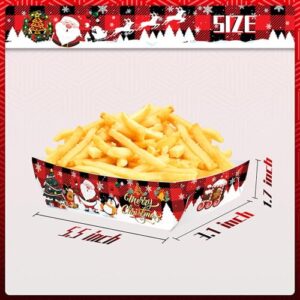 96 Pcs Paper Food Trays Christmas Party Cutlery Disposable Serving Tray Paper Food Boats for French Fries,Popcorn,Hot Dogs,Sandwiches,Etc