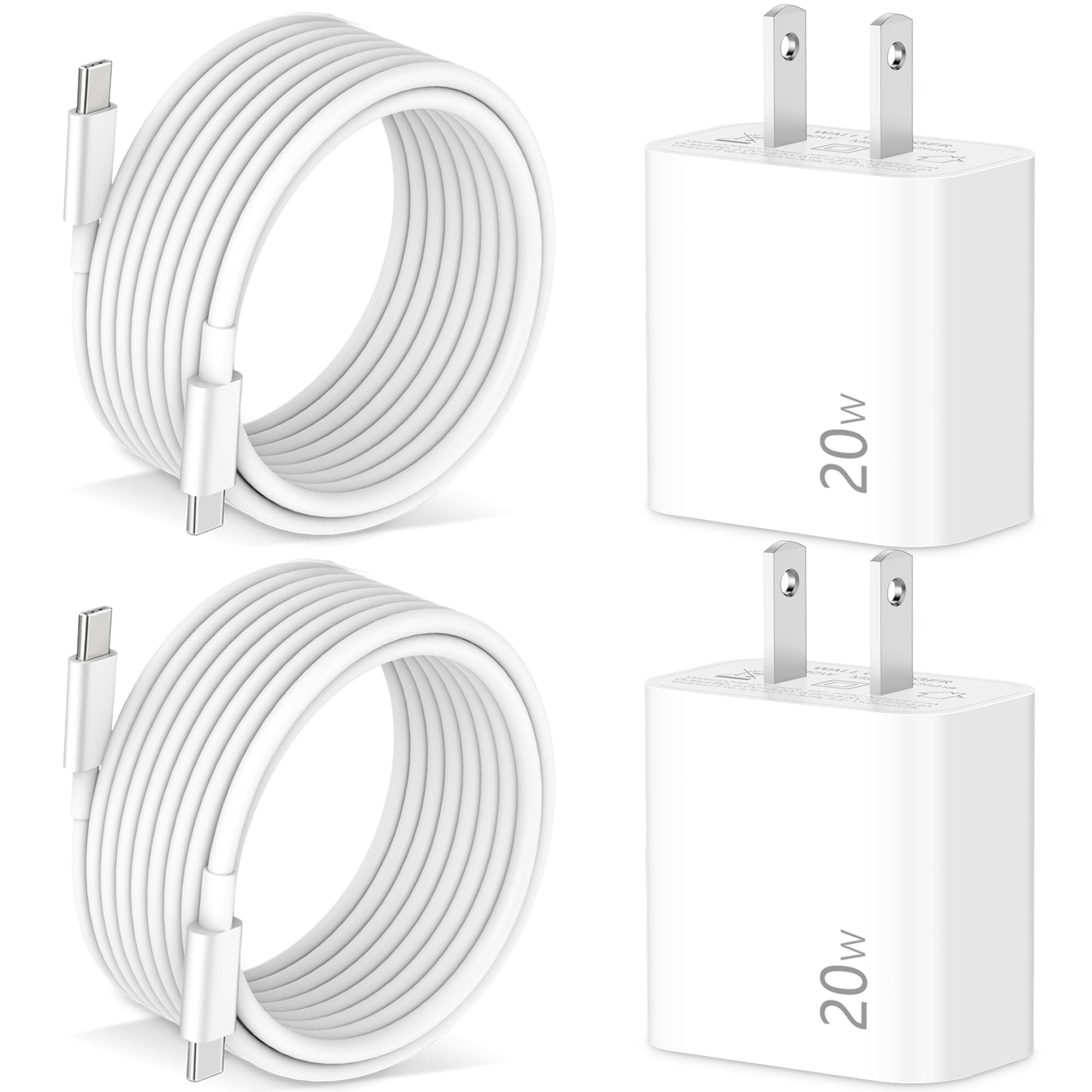 Pixel 8/7/6/5/4/3 Fast Charger, 2Pack 20W USB C Charging Block + 6FT USB C Cable Cord for Google Pixel 8/8 Pro/7/7 Pro/7a, 6a/6/Pro, 5/4/3/2/XL, Phone 15, Galaxy, Android Phones