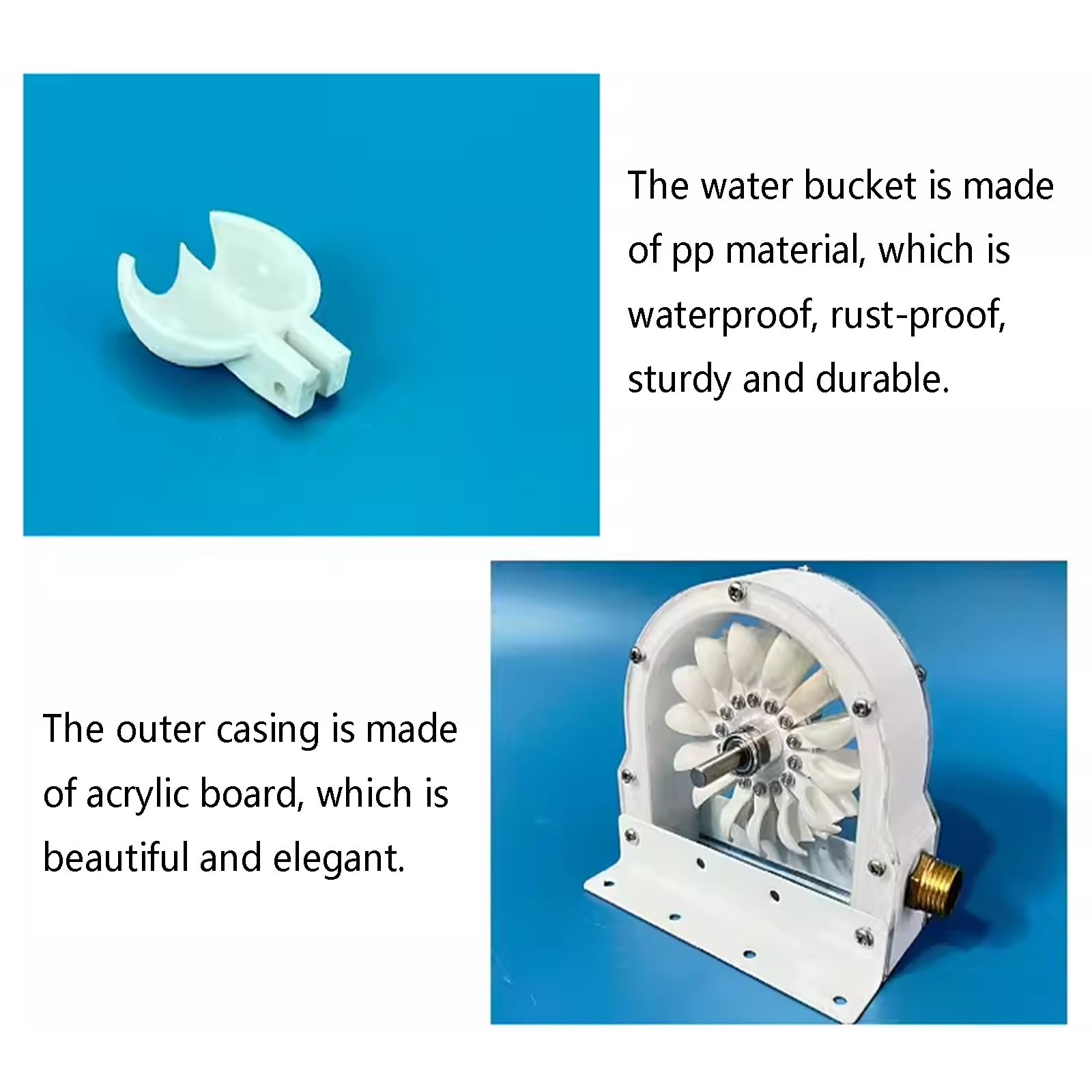 DIY Miniature Impact Turbine Generator Water Bucket Roulette Household DIY Hydraulic Generator (Color : B)