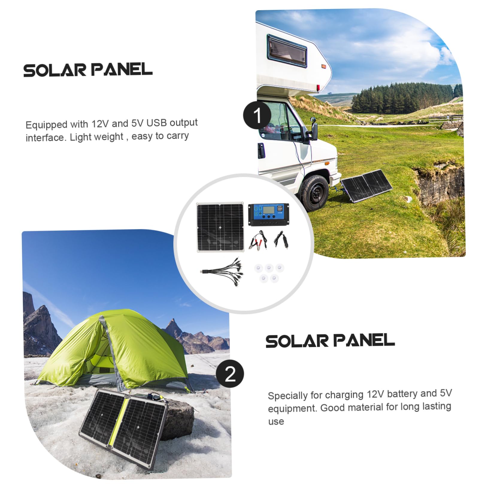 2 Sets Solar Panel Controller Set USB Batteries USB a Charger auto Battery crystalline Solar Panel Mono Solar Panel Solar Cell Panel with Controller eva Solar Charger car v5