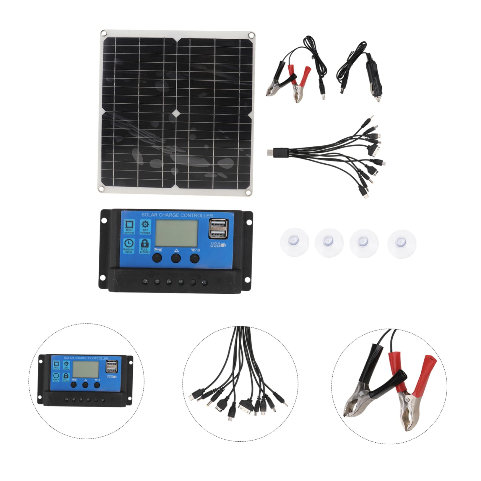 Yardenfun 1 Set Solar Panel Controller Set Solar Panel Charger with Controller Crystalline Solar Panel Solar Panels Monocrystalline Silicon Cell Micro Solar The Pet Components USB V5