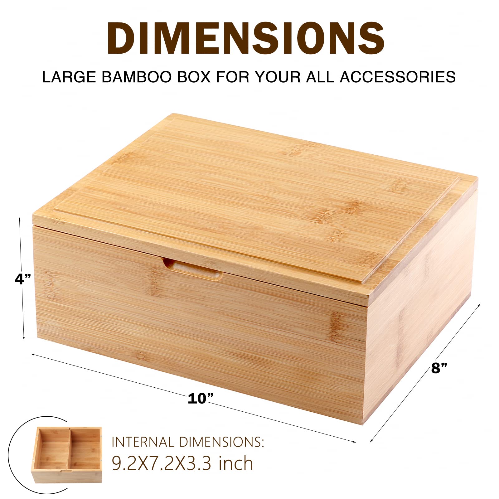 Lockable Lunch Box with Combination Lock，Insulated Lunch Bag and Large Natural Bamboo Decorative Storage Box Wooden Keepsake Box