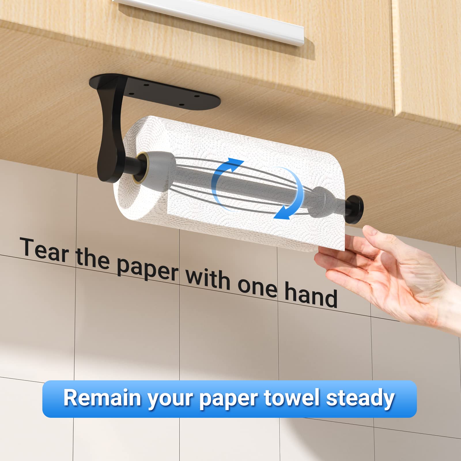 Swaitee Paper Towel Holder, Easy Tear Wall Mount Under Cabinet