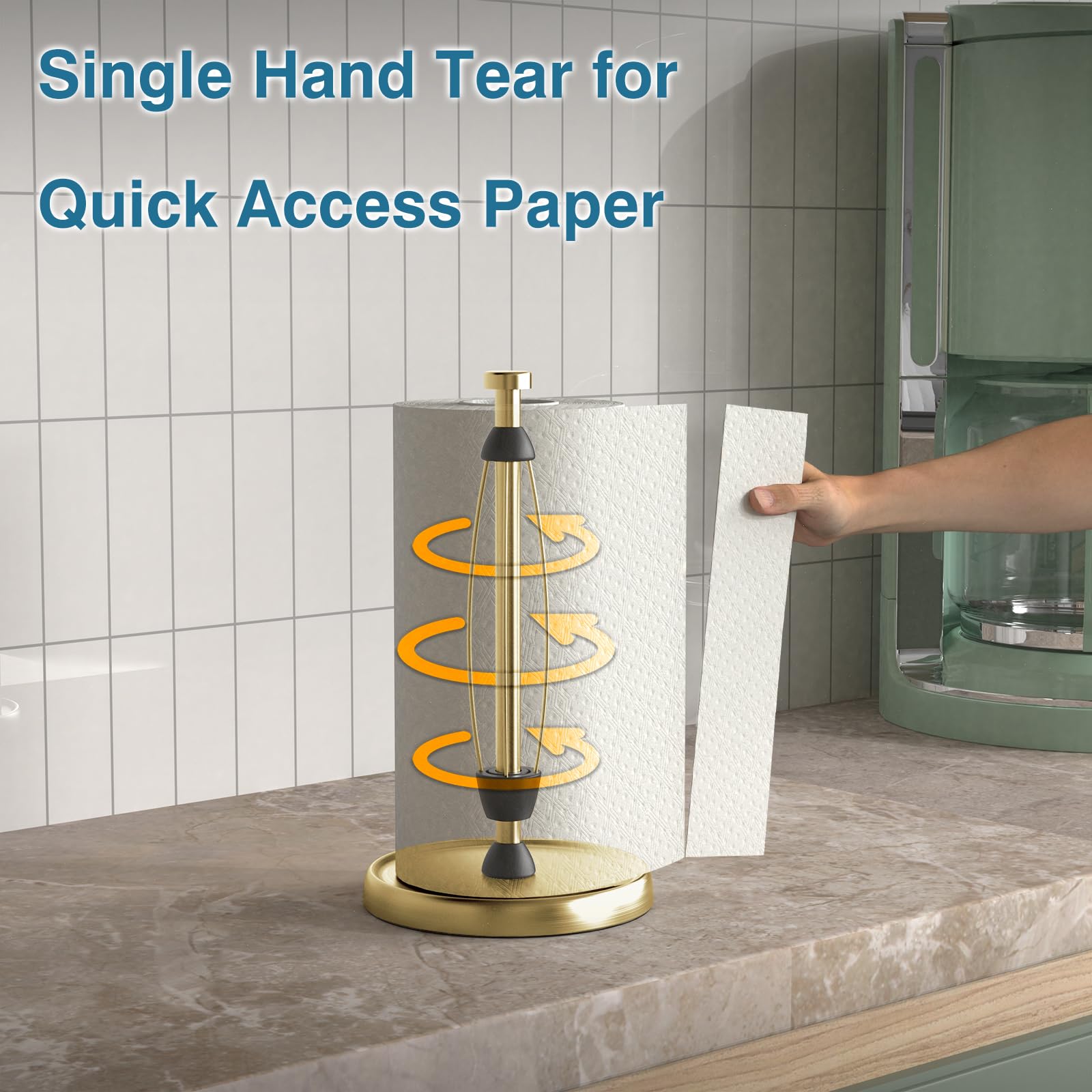Swaitee Paper Towel Holder Under Cabinet, One Hand Tear Wall Mount Paper Towel Holder