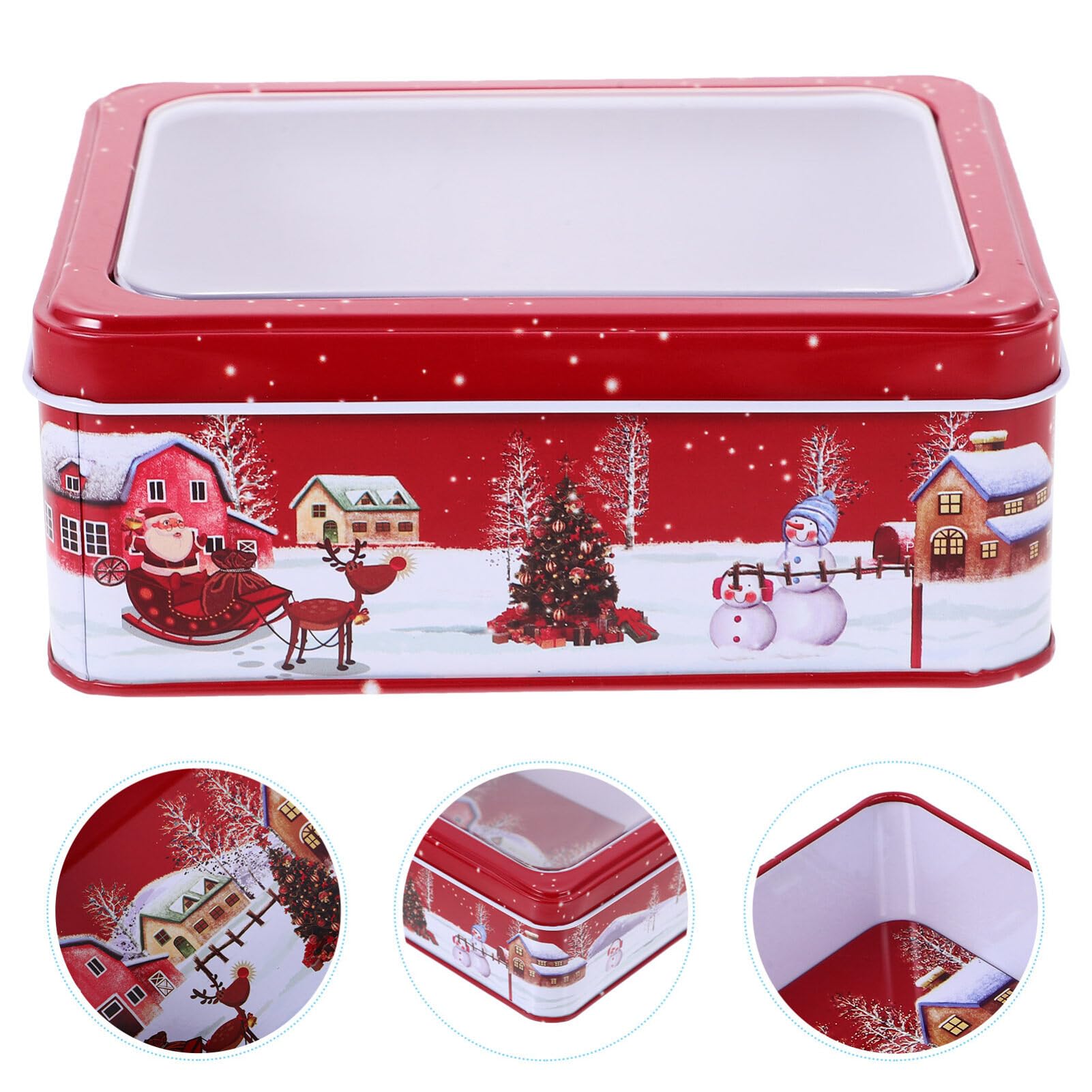 Alipis Christmas Cookie Tins Jar with Lid Christmas Food Tin Box Santa Claus Candy Tin Containers for Storing Treat Chocolate Christmas Wrapping Party Favor Supplies