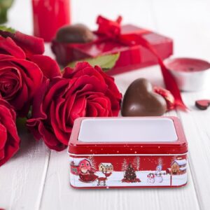 Alipis Christmas Cookie Tins Jar with Lid Christmas Food Tin Box Santa Claus Candy Tin Containers for Storing Treat Chocolate Christmas Wrapping Party Favor Supplies