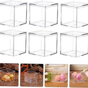 GLEAVI Clear Square Cube 60 Pcs Packing Box Candy Containers Party Candy Bag Party Gift Candy Cake Gift Container Candy Packaging Case Party Candy Storage Cases Seal Specimen Acrylic