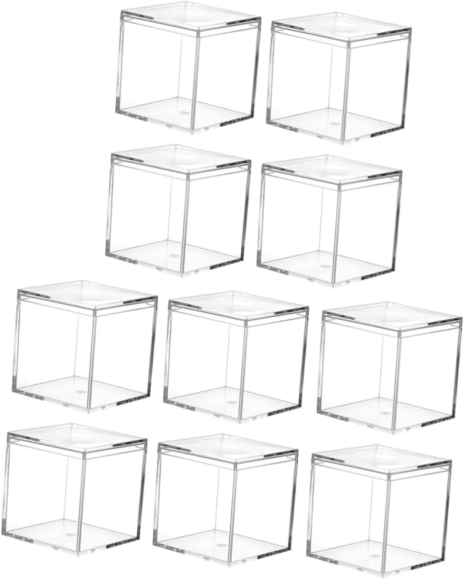 GLEAVI Clear Square Cube 60 Pcs Packing Box Candy Containers Party Candy Bag Party Gift Candy Cake Gift Container Candy Packaging Case Party Candy Storage Cases Seal Specimen Acrylic