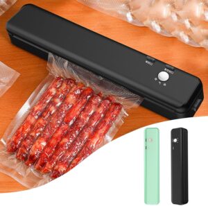 vacuum sealer - automatic food vacuum sealer with led indicator, food vacuum sealer for food preservation airtight packaging system, compact design (black)