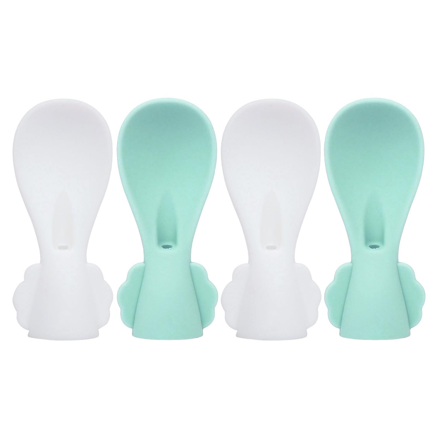 Leak-Proof Silicone Food Pouch Squeeze Spoon - No-Spill, Easy Attach Silicone Tops for Infants, 4-Pack