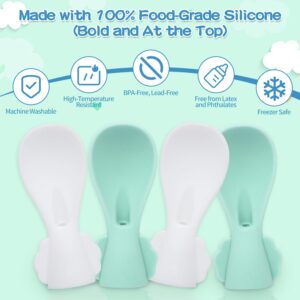 Leak-Proof Silicone Food Pouch Squeeze Spoon - No-Spill, Easy Attach Silicone Tops for Infants, 4-Pack