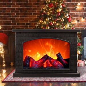 Fireplace Lanterns Decorative,Small Fake Fireplace,Flame Effect LED Fire Lamp,Battery Operated USB Charge Portable Fireplace,Indoor Outdoor Christmas Decoration (No Heater Function Black)