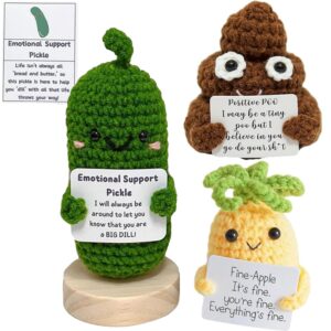 handmade emotional support crochet pickled cucumber gift, cute pickled cucumber knitting doll, christmas pickle ornament (3pcs-e)