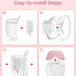 Roabger Breast Pump, Hands Free Breast Pump, Wearable Breast Pump with 3 Modes & 8 Levels, Electric Breast Pumps with Time Display, Easy Assemble & Clean, 19mm/21mm/24mm/27mm Flange, 2Pack