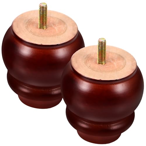 Homoyoyo Round Wood Furniture Legs 2pcs Gourd Shape Sofa Legs Leveling Couch Leg Chair Leg Wooden Leg Table Wooden Leg Soft Wooden Foot for Home Brown 8cm