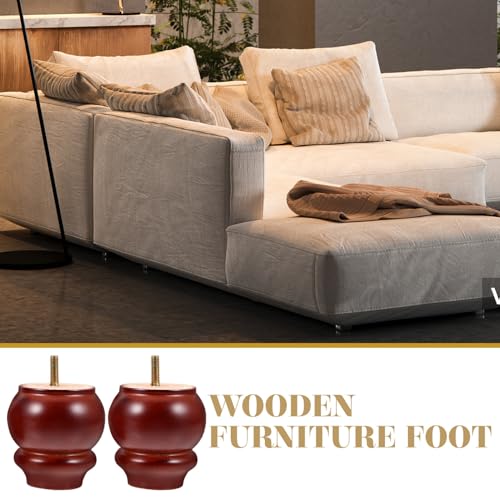 Homoyoyo Round Wood Furniture Legs 2pcs Gourd Shape Sofa Legs Leveling Couch Leg Chair Leg Wooden Leg Table Wooden Leg Soft Wooden Foot for Home Brown 8cm