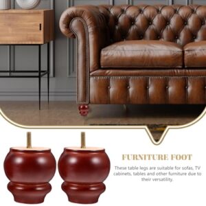 Homoyoyo Round Wood Furniture Legs 2pcs Gourd Shape Sofa Legs Leveling Couch Leg Chair Leg Wooden Leg Table Wooden Leg Soft Wooden Foot for Home Brown 8cm