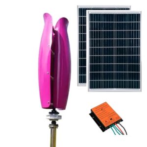 OLONETO 5KW Tulip Type Wind Turbine 12v 24v 48v Vertical Axis Wind Turbine Set Breeze Start Wind and Solar Complementary Power Generation System (Color : Purple, Size : 48V)