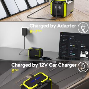 MARBERO Solar Power Bank Set - Solar Panel 60W and 110V 150W Peak AC Outlet, DC Ports, USB Ports 150Wh Portable Power Station for CPAP Home Camping Emergency