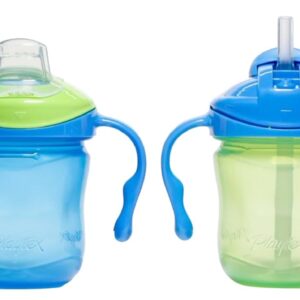 Playtex Baby Sipsters Stage 1, Straw and Soft Spout, Trainer Starter Kit - Blue & Green, 2 Count