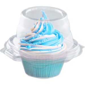 Individual Cupcake Containers (25 Pack) | Clear Plastic Disposable Cupcake Boxes / Holders | Single Cupcake Holder with Dome Lid Bulk | Plastic Cupcake Muffin Container Carrier Boxes to Go