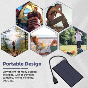 5W Solar Panel，Solar Panel Charger for Rechargeable Battery Powered Surveillance Cam with Micro USB to USB C Input Port for Phone iPad Outdoor Use (Black)