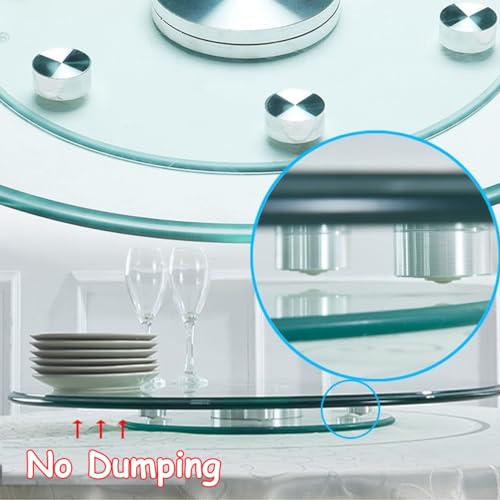 Glass Lazy Susan for Dining Table Tempered Glass Heavy Duty Turntable Round Large Tabletop Serving Plate Transparent Rotating Tray with Silent Bearing Centerpieces (Size : 80cm/31in)