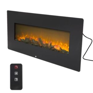 42 Inch Electric Fireplace, 1400W Wall Hanging Fireplace Heater with Flame Recessed Installation, Remote Control Operated, Thin Wide Wall Mount Heater