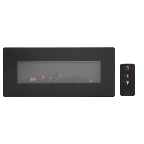 42 Inch Electric Fireplace, 1400W Wall Hanging Fireplace Heater with Flame Recessed Installation, Remote Control Operated, Thin Wide Wall Mount Heater