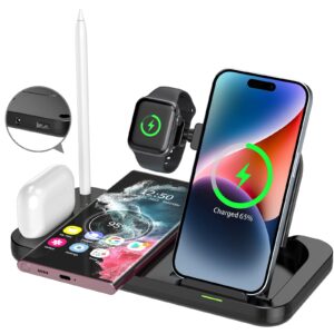 5 in 1 wireless charger for apple multiple devices 72w fast wireless charging station with usb ports foldable charging dock stand for different iphone galaxy android phones