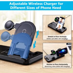 5 in 1 Wireless Charger for Apple Multiple Devices 72W Fast Wireless Charging Station with USB Ports Foldable Charging Dock Stand for Different iPhone Galaxy Android Phones