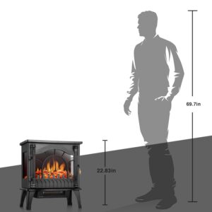 Havato Electric Fireplace Stove Overheating-Protection, Realistic Flame, 5100 BTU Output,Freestanding Electric Fireplace Heater for Indoor Use (20.08" W x 22.83" H)
