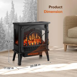 Havato Electric Fireplace Stove Overheating-Protection, Realistic Flame, 5100 BTU Output,Freestanding Electric Fireplace Heater for Indoor Use (20.08" W x 22.83" H)